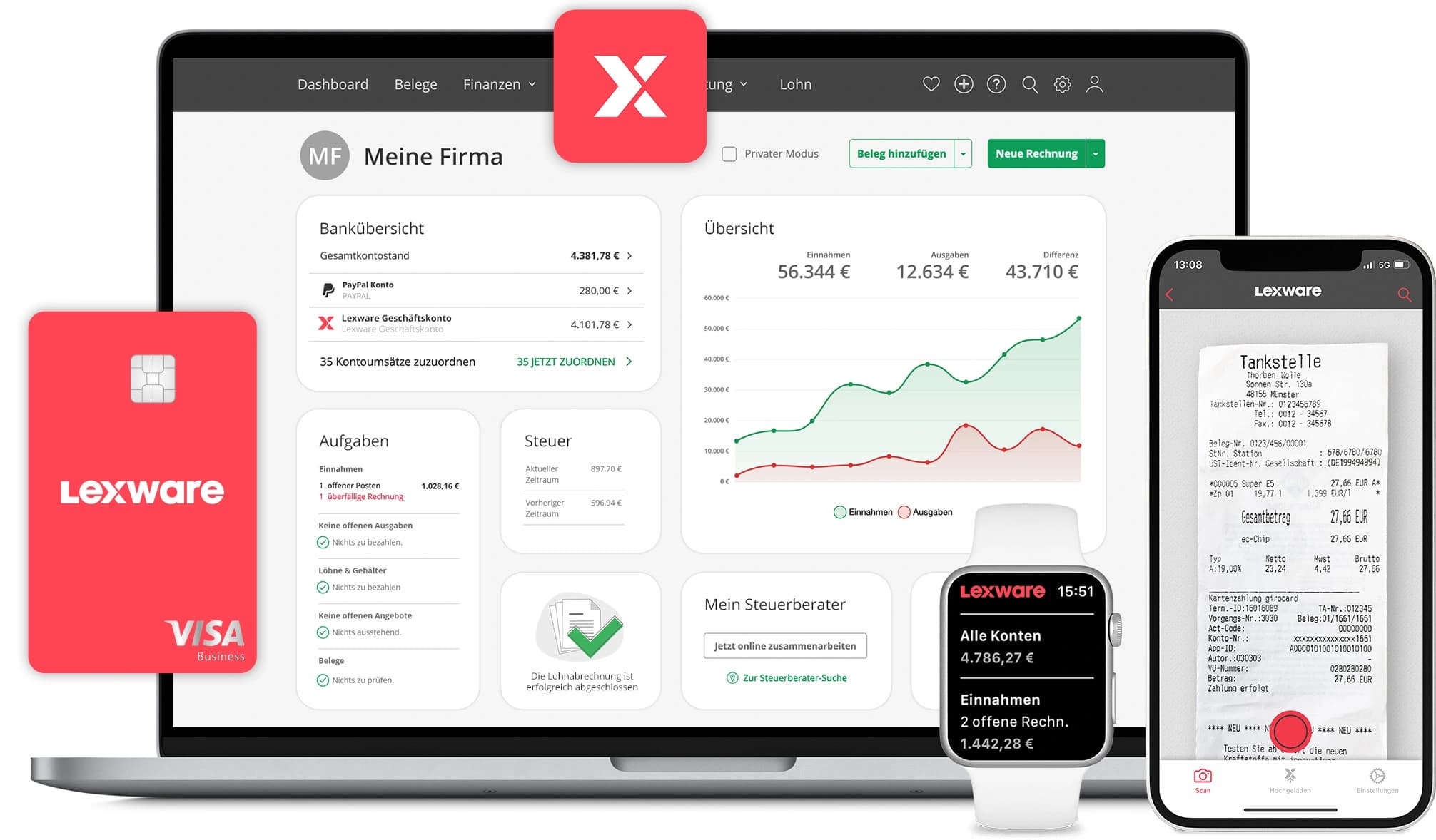 Werbematerial Lexware Office: Dashboard